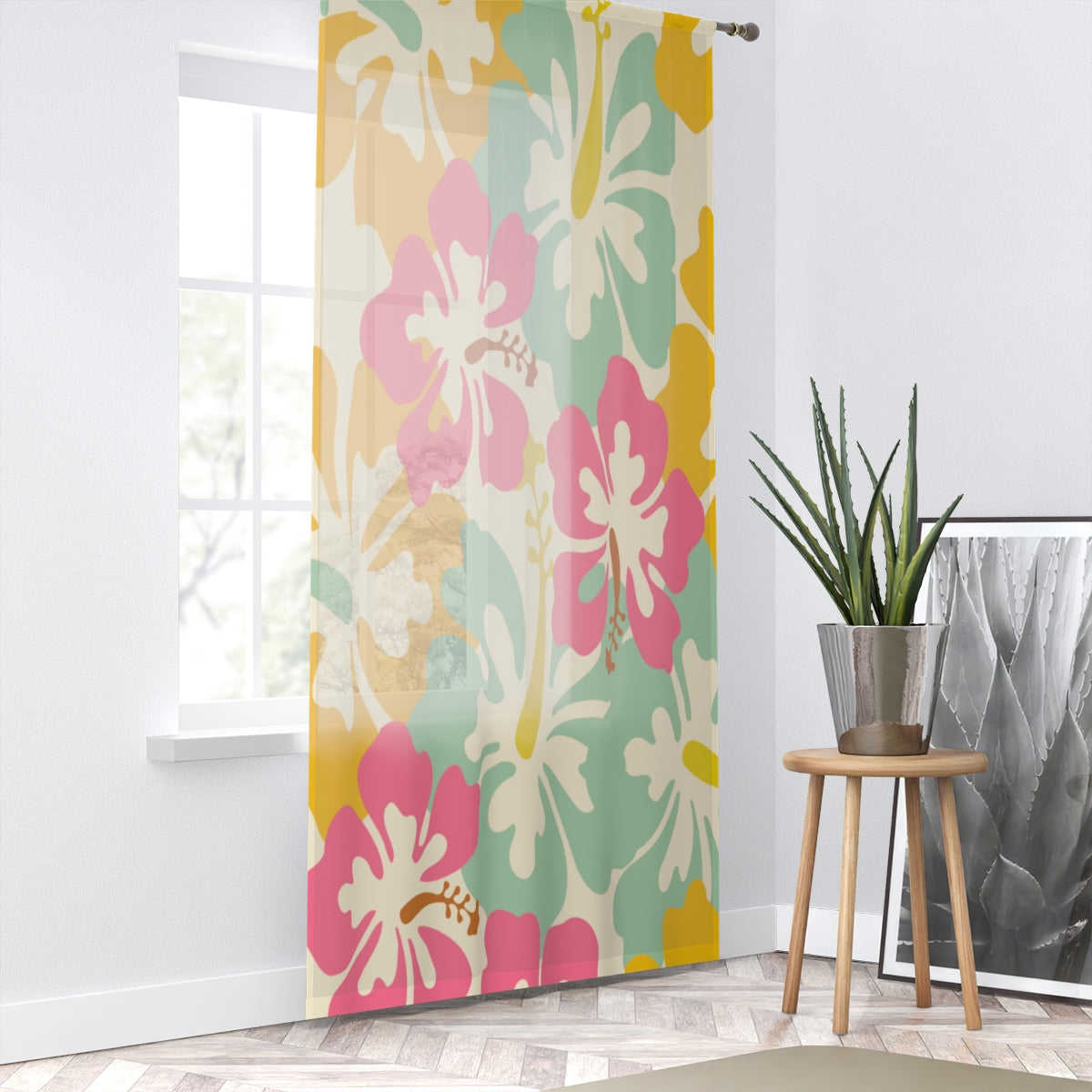 HIBISCUS FLOWERS ART - SHEER Window Curtain