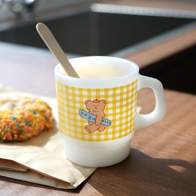 Bear Milk Graphic Mugs Glasses Printed Vintage Retro Style Kitchen Dinnerware Cups