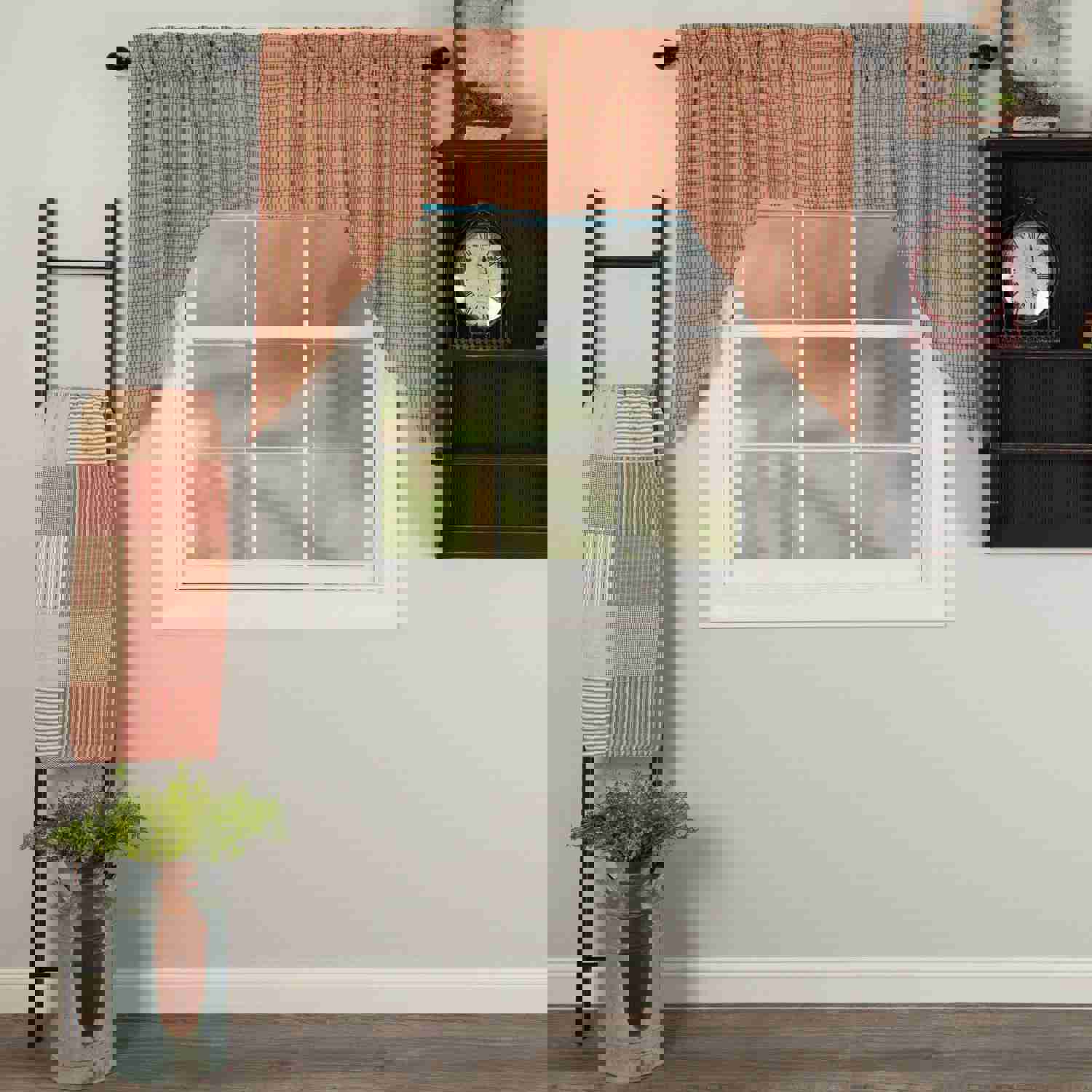 Sawyer Mill Red Plaid Swag Set of 2 - 36x36x16 - Premium Farmhouse Decor