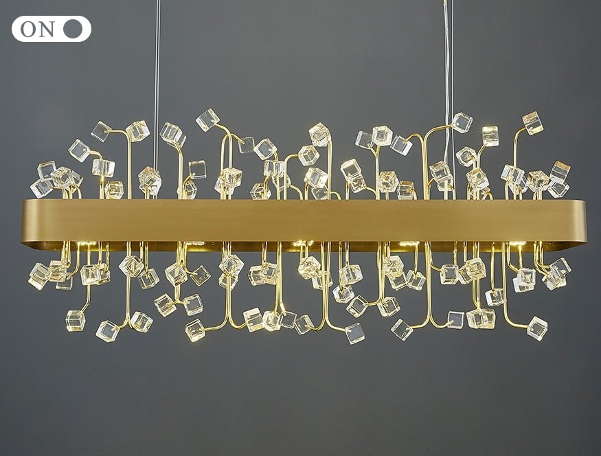 MIRODEMI® Gold Rectangle Colorful Crystal Chandelier for Living Room & Kitchen