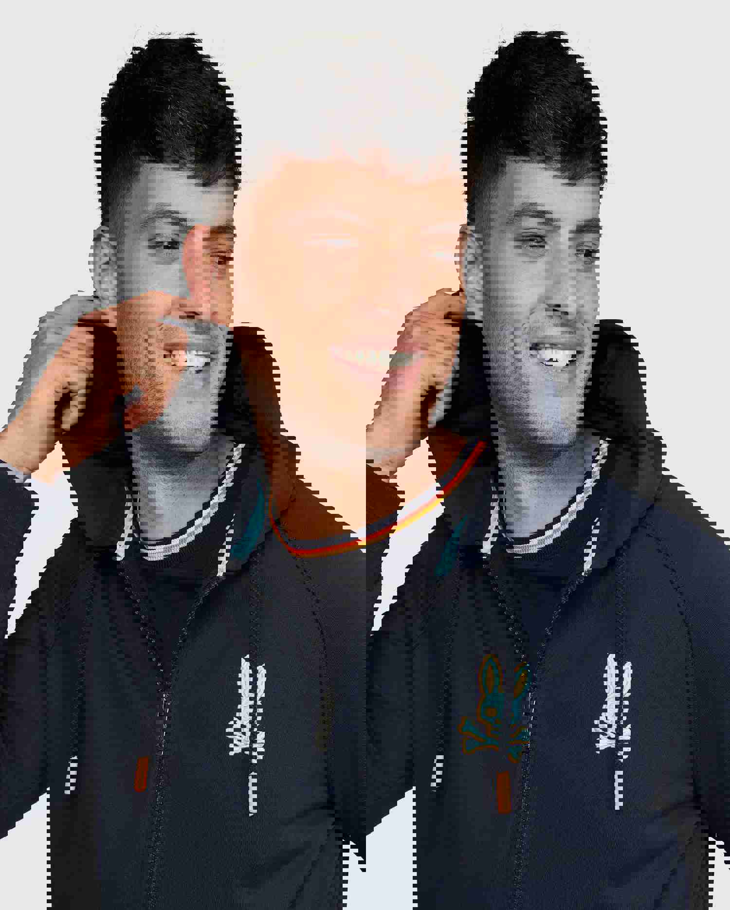 Psycho Bunny Bennett Full Zip Hoodie - Navy & Mulled Wine