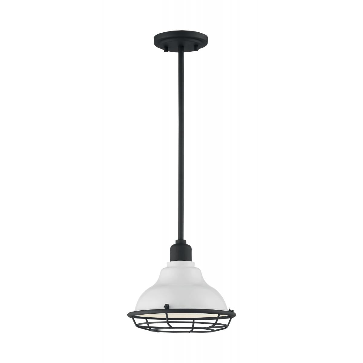Newbridge 1-Light Small Pendant - Gloss White & Black Accents