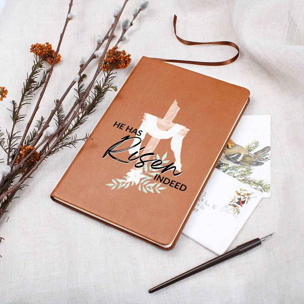 Christian Notebook - He Has Risen - Inspirational Leather Journal