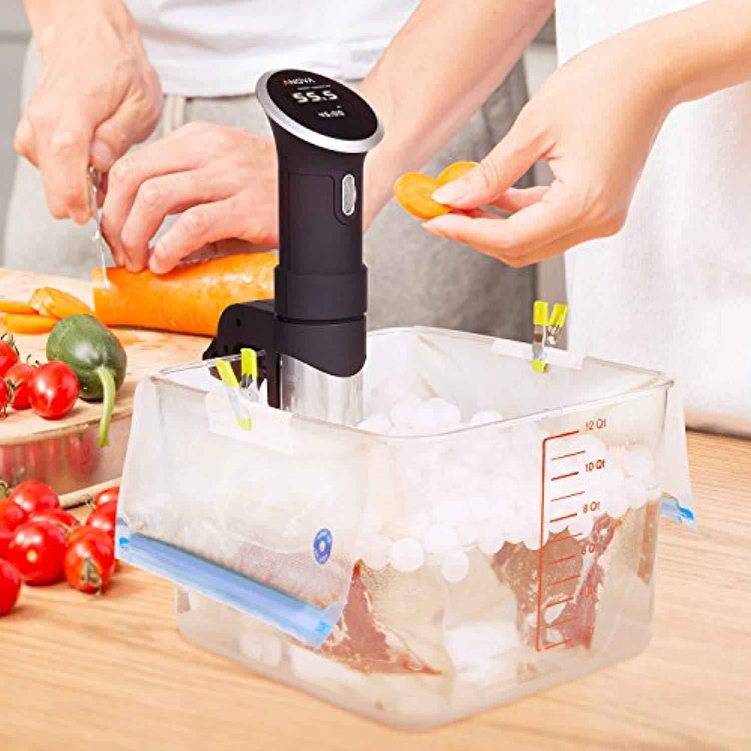 Sous Vide Bags Kit for Anova Cookers - 15 Reusable Food Vacuum Sealed Bags with Sealing Clips
