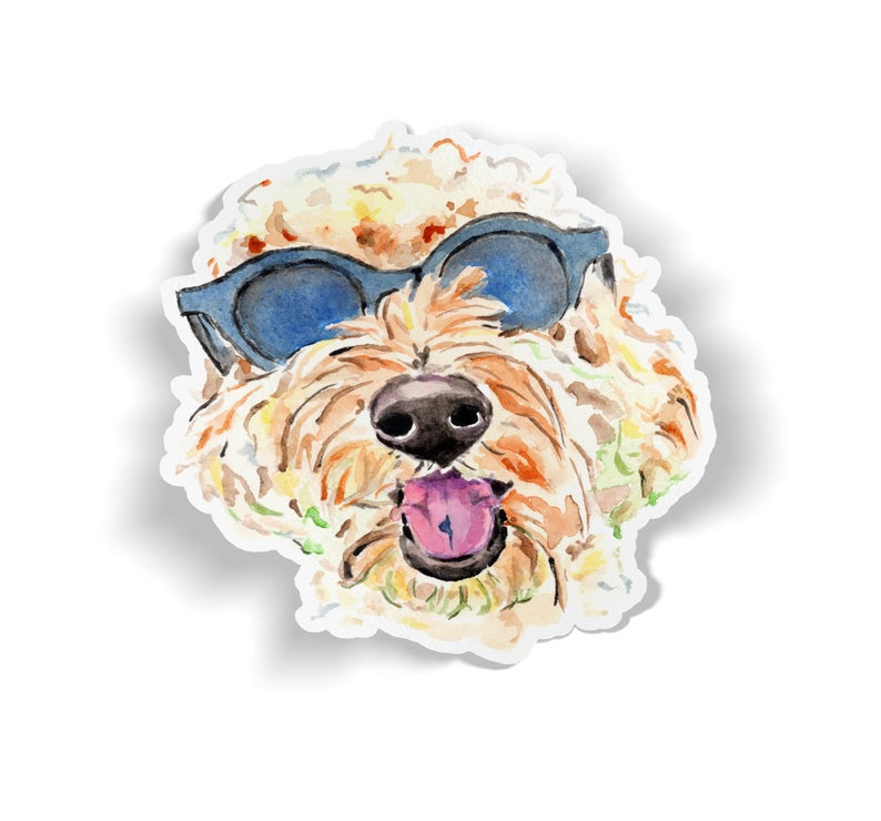 Goldendoodle Car Decal - Hand-Painted Watercolor Vinyl Sticker