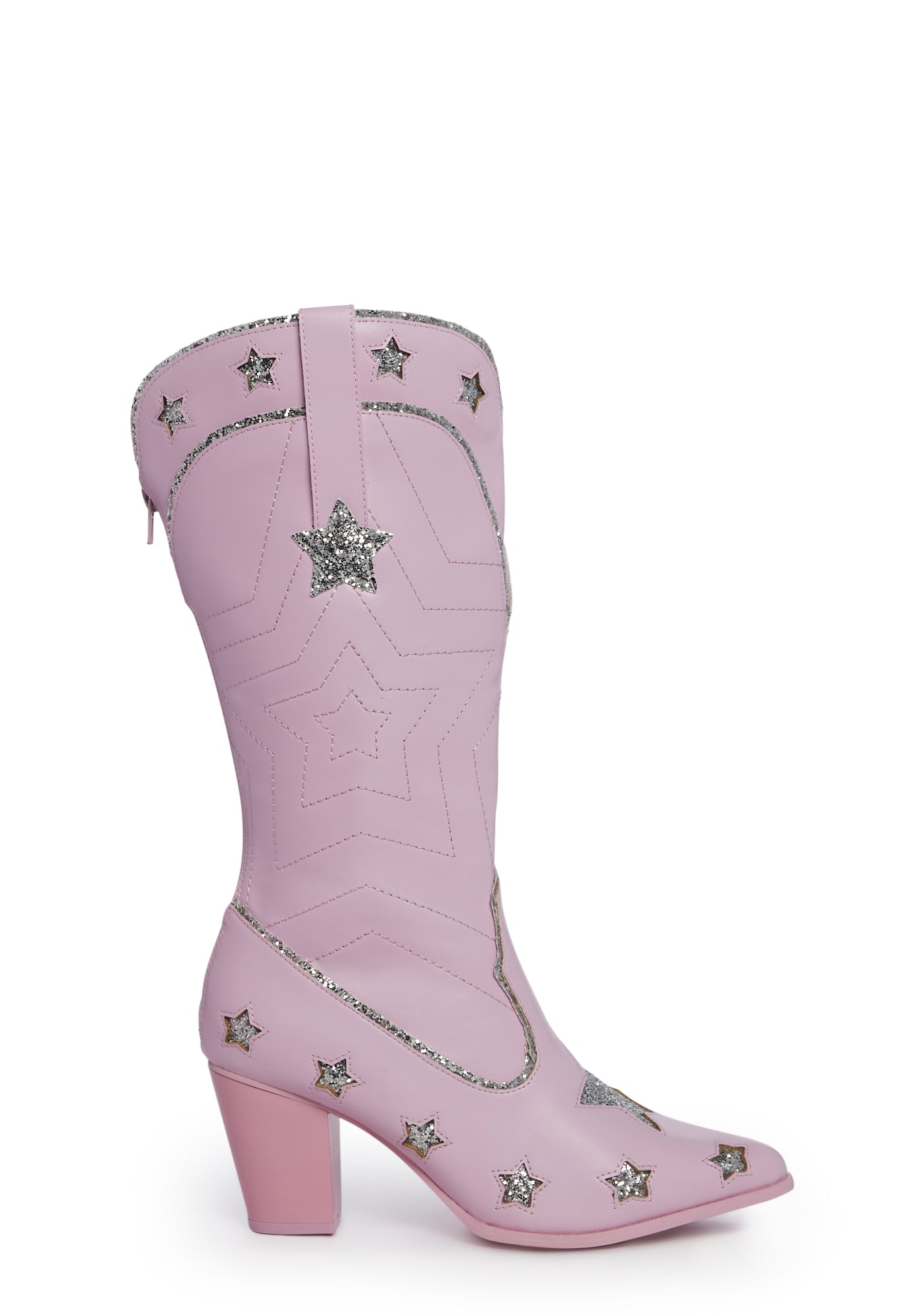 Pearl Star Space Cowgirl Boots - Pink/Silver