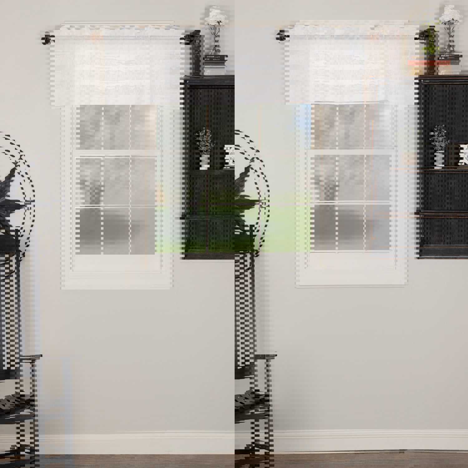 Farmhouse Valance White Ruffled Sheer Petticoat Window Curtain