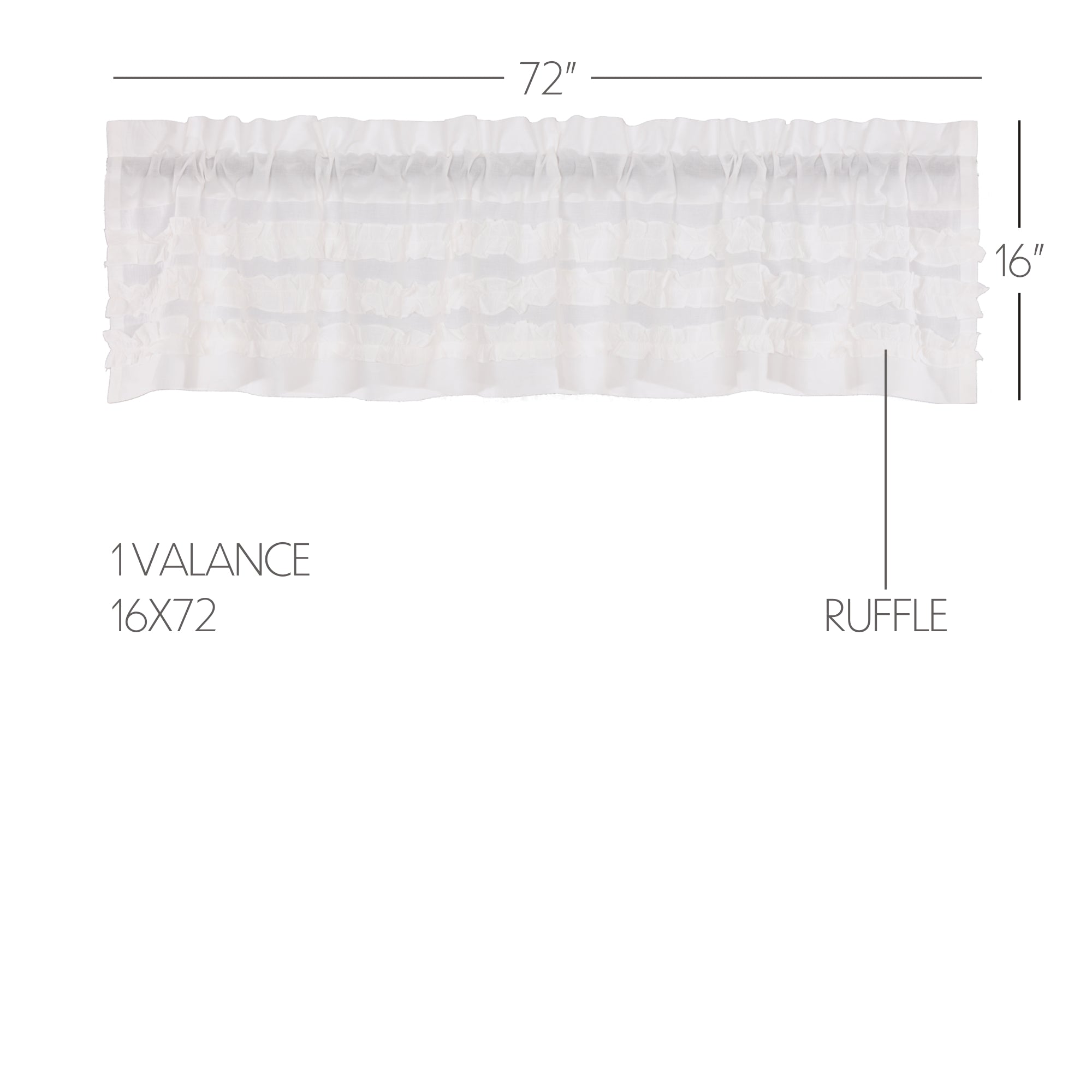 Farmhouse Valance White Ruffled Sheer Petticoat Window Curtain