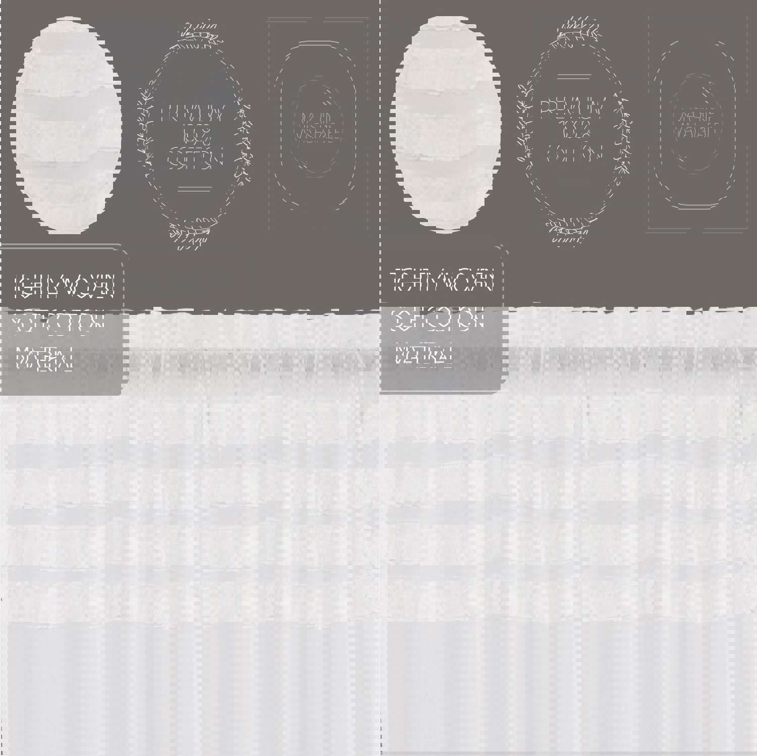 Farmhouse Valance White Ruffled Sheer Petticoat Window Curtain