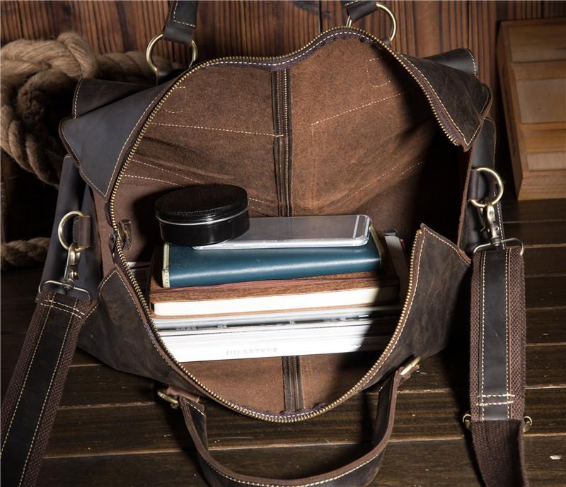 Leather Men's Weekender Travel Duffle Bag - Vintage Overnight Bag
