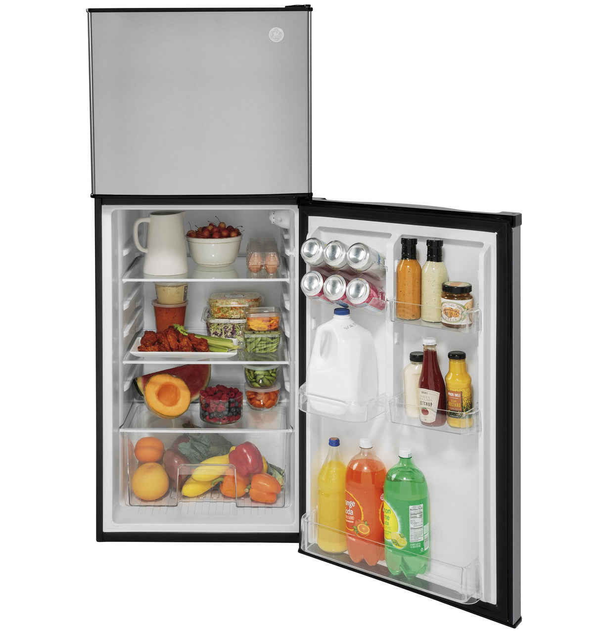 GE Appliances 9.8 Cu. Ft. 12 Volt DC Power Top-Freezer Refrigerator - Stainless Steel