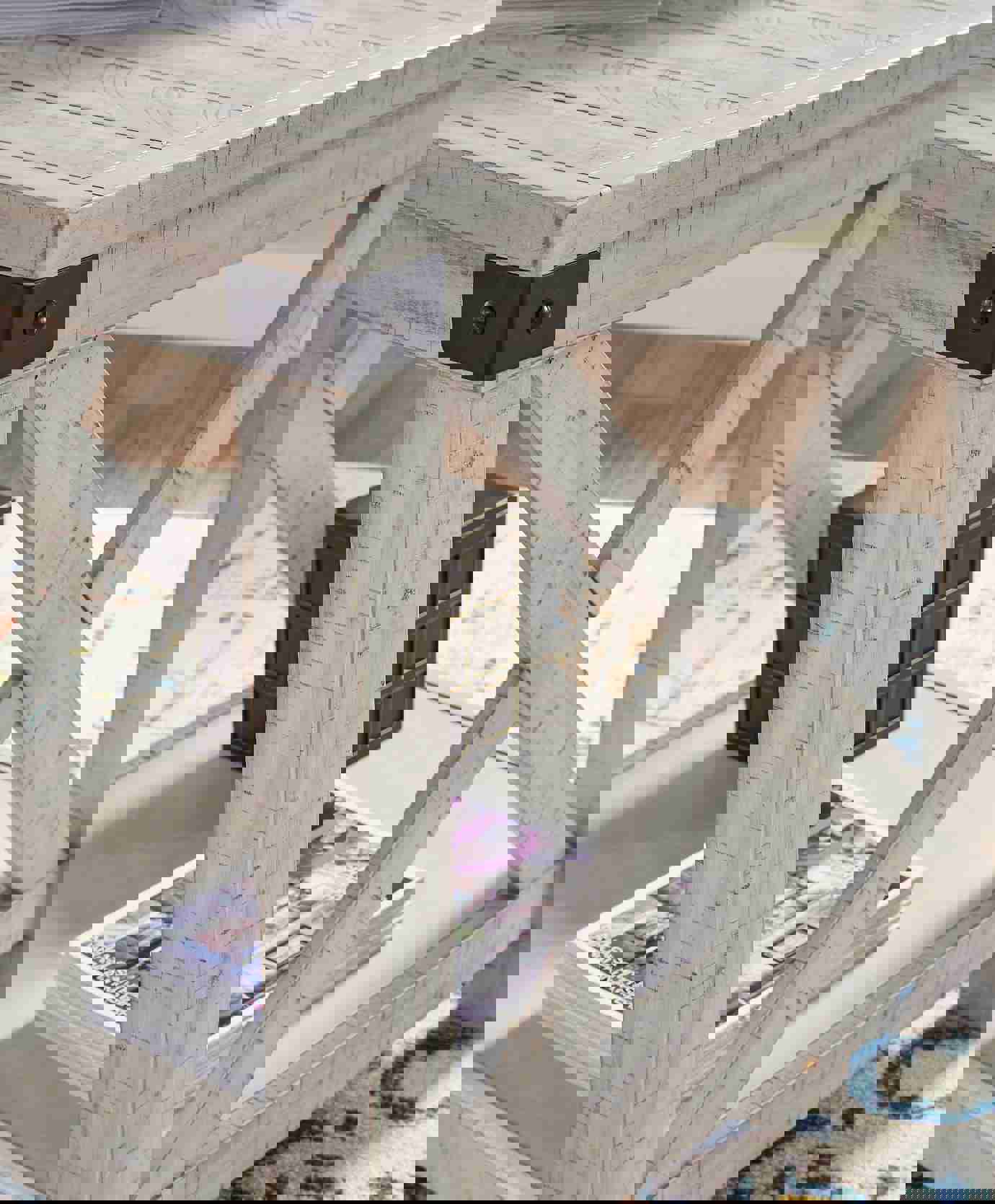 Carynhurst Rectangular End Table - Rustic Farmhouse Style with Industrial Twist