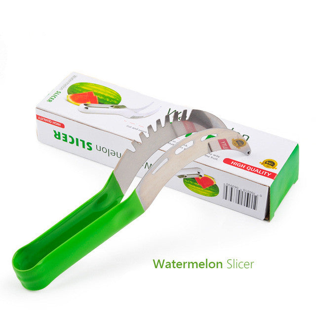 Stainless Steel Watermelon Slicer & Server - Easy Fruit Cutter and Corer for Cantaloupe