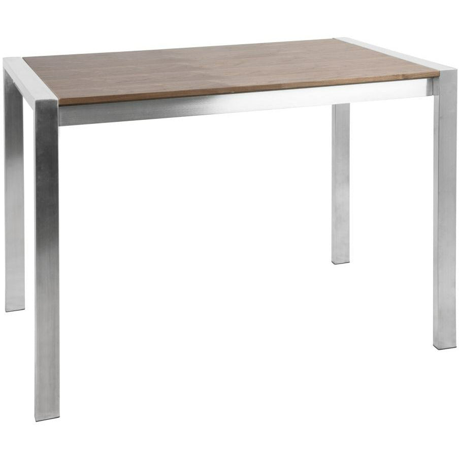 Fuji Contemporary Counter Table, Rectangular, Walnut/Stainless Steel