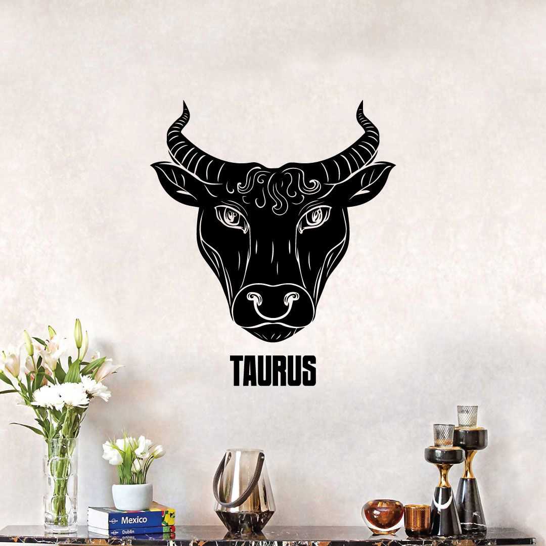 Horoscope Vinyl Wall Art Sticker Decal - Taurus Bull Emblem Symbol Earth Sign