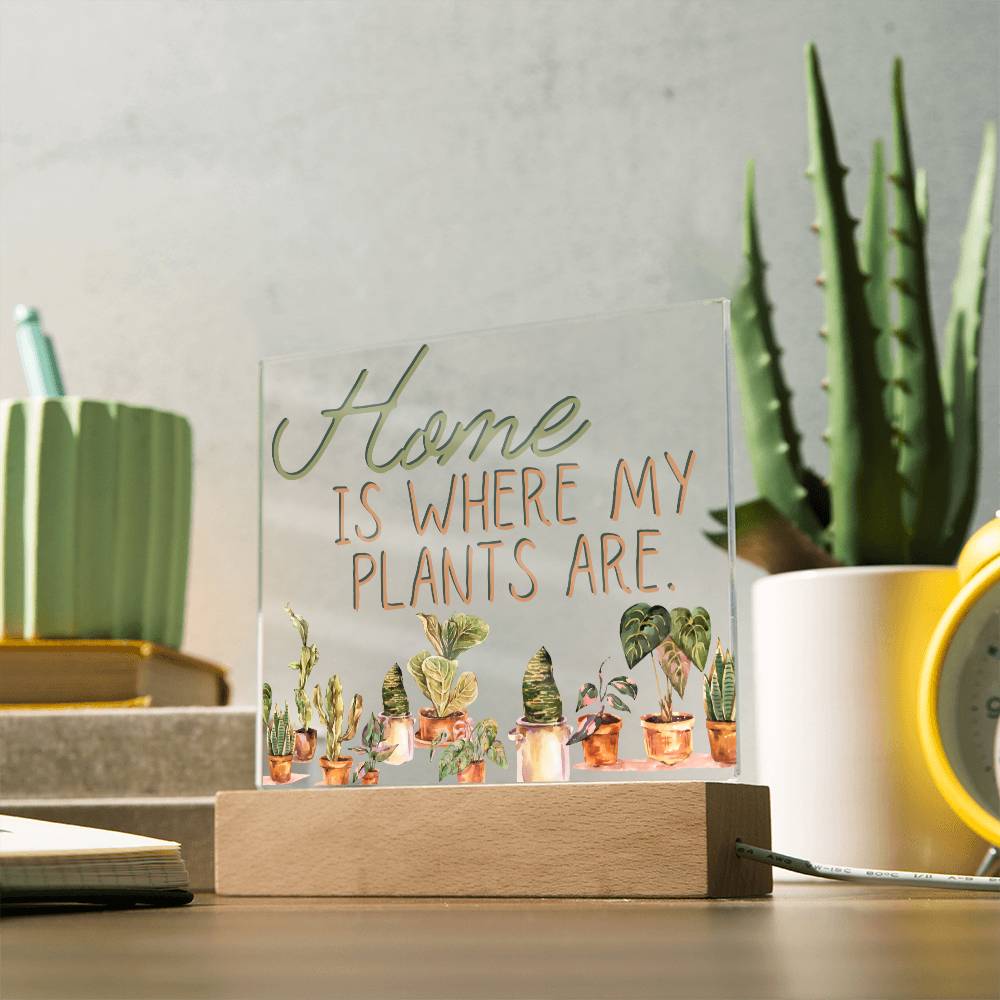 Funny Plant Acrylic LED Night Light - Indoor Home Garden Decor Gift for Plant Lovers