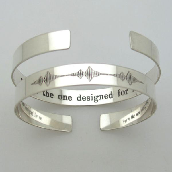 Soundwave Cuff - Personalized Sterling Silver Bracelet for Him or Her