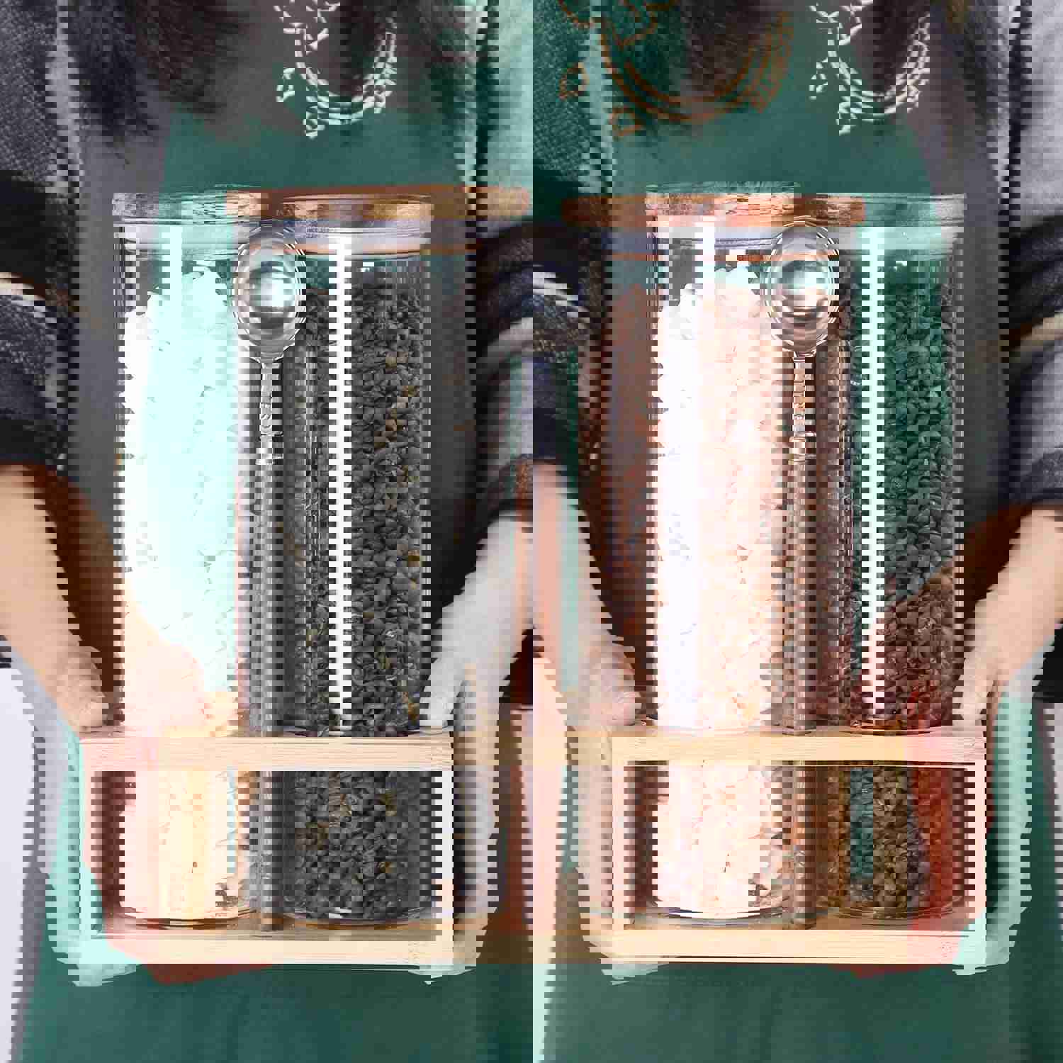 KKC HOME ACCENTS Clear Tall Glass Food Storage Canisters with Airtight Lids and Scoops