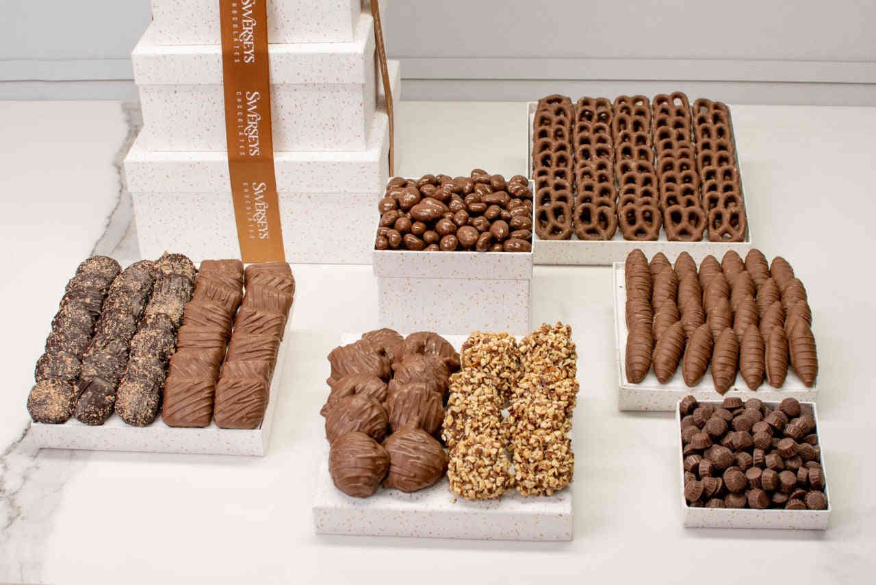 Grand Indulgence Signature White Speckled Gourmet Gift Tower