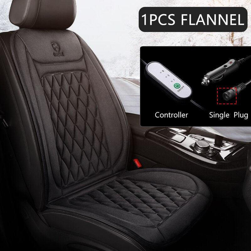 12V Heated Car Seat Cushion - Universal Flannel Car Seat Warmer with 3 Temperature Settings