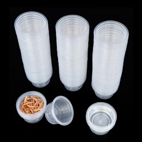 MRTIOO 100pcs 1oz Crested Gecko Food and Water Feeding Cups, Reptile Feeder Bowls for Lizards and Small Pets