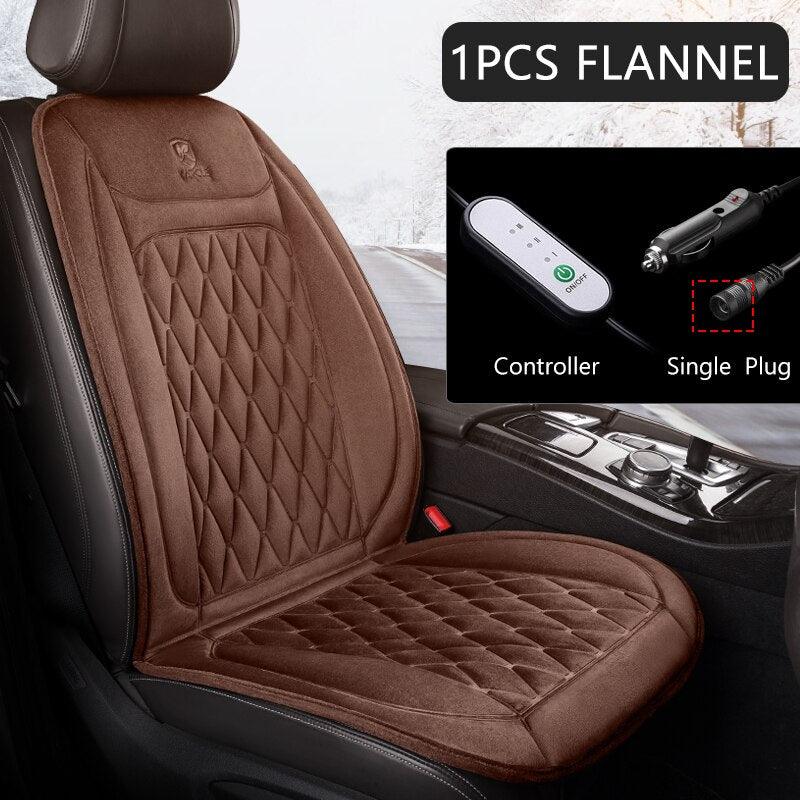 12V Heated Car Seat Cushion - Universal Flannel Car Seat Warmer with 3 Temperature Settings
