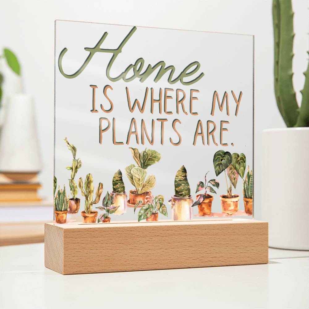 Funny Plant Acrylic LED Night Light - Indoor Home Garden Decor Gift for Plant Lovers