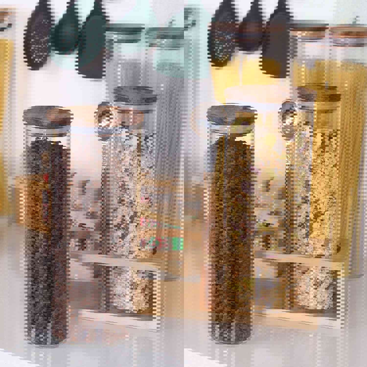 KKC HOME ACCENTS Clear Tall Glass Food Storage Canisters with Airtight Lids and Scoops