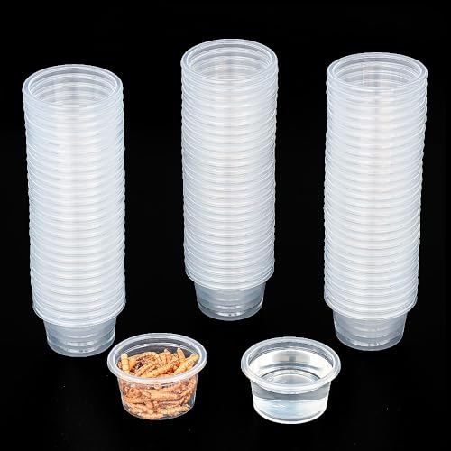 MRTIOO 100pcs 1oz Crested Gecko Food and Water Feeding Cups, Reptile Feeder Bowls for Lizards and Small Pets