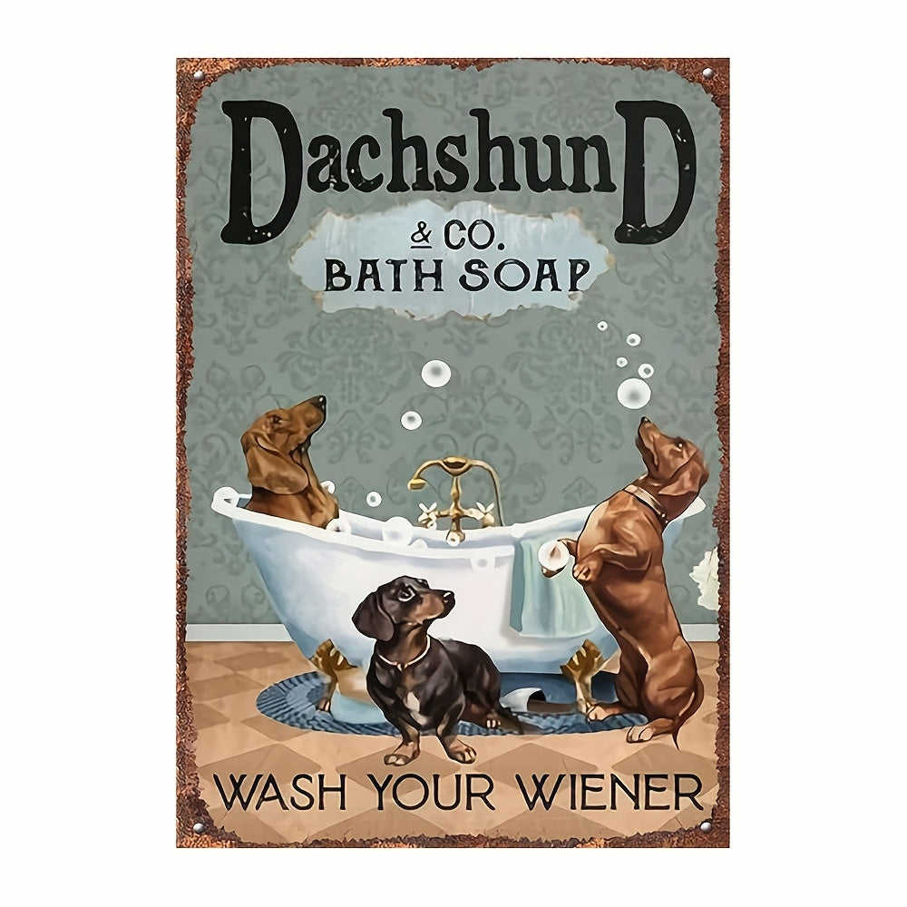 1pc Funny Dog Bath Soap Poster - Retro Metal Sign for Dog Lovers, Home Decor (7.9x11.9 Inches)
