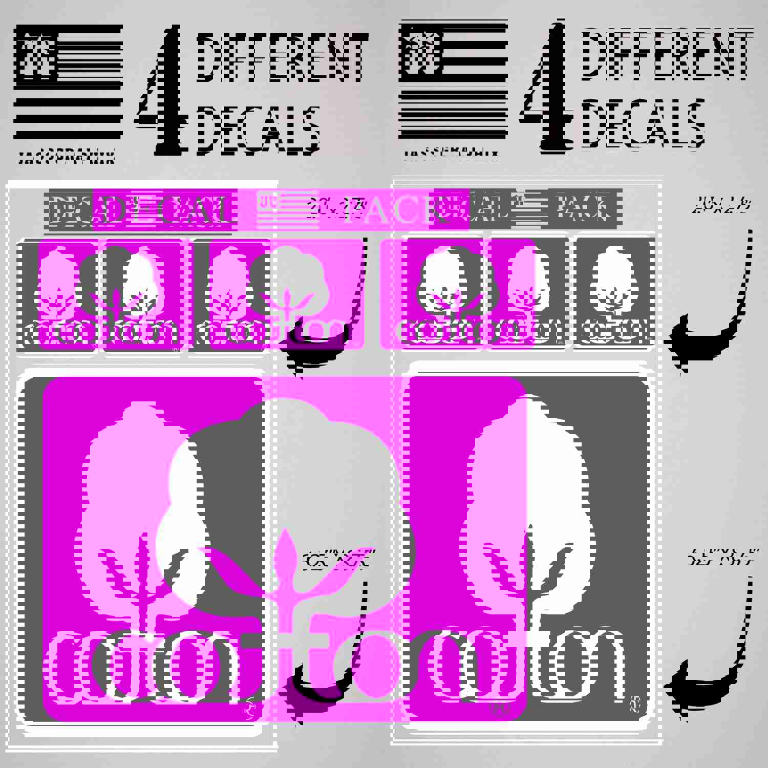 Premium Cotton Decal Pack of 4 Stickers for Trucks and Farm Vehicles