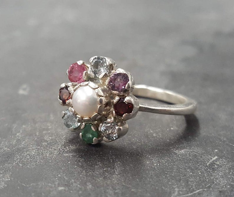 Customizable Mothers Birthstone Ring in Solid 925 Sterling Silver
