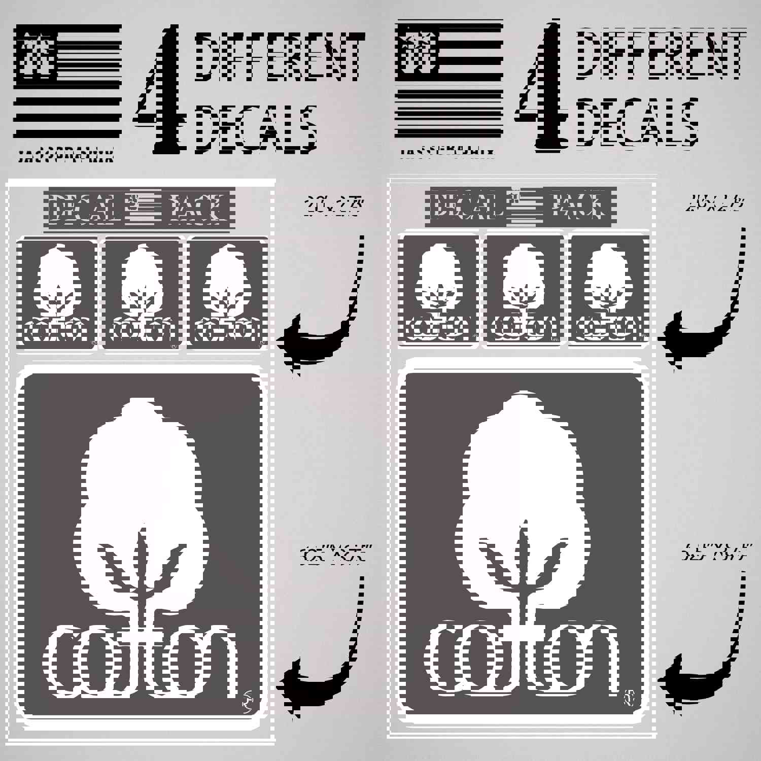 Premium Cotton Decal Pack of 4 Stickers for Trucks and Farm Vehicles