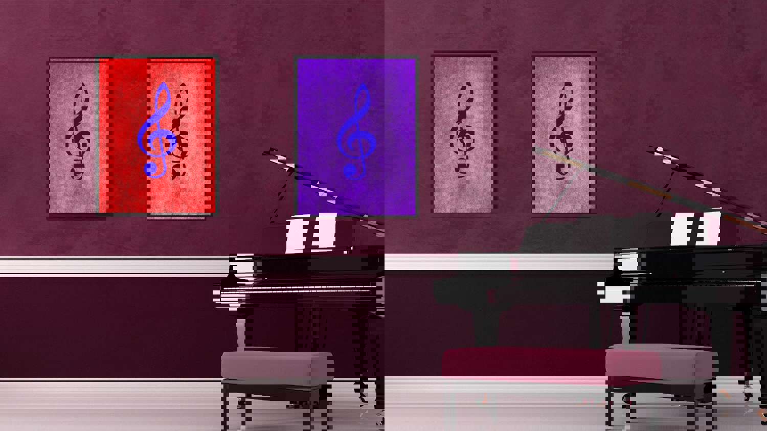 Treble Music Purple Canvas Print Pictures Frames for Office & Home Décor Wall Art