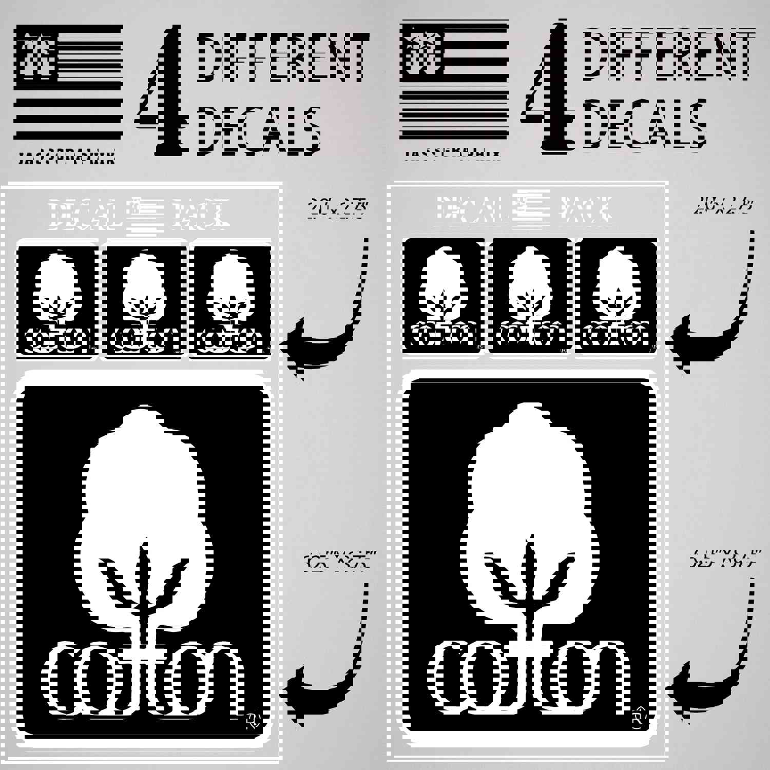 Premium Cotton Decal Pack of 4 Stickers for Trucks and Farm Vehicles