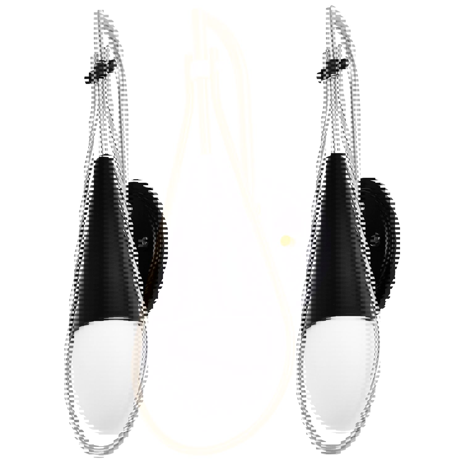 SATCO/NUVO Admiral 1 Light Wall Sconce in Matte Black and Brushed Nickel with White Opal Glass