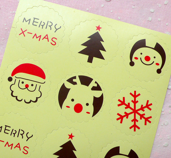 CLEARANCE Christmas Sticker Set (Flower) - 2 Sets / 24pcs for Scrapbooking & Decor