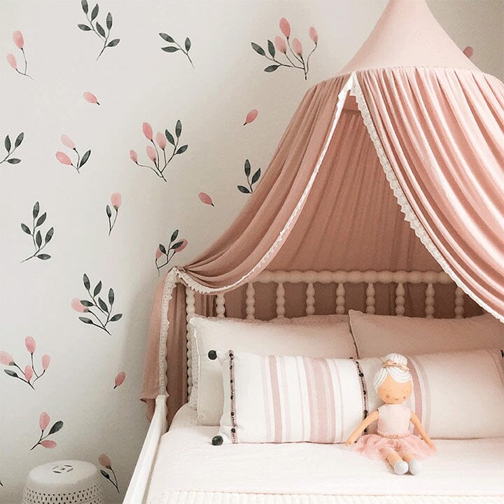Soft Blush Floral Wall Decals - Hand-Painted Elegance