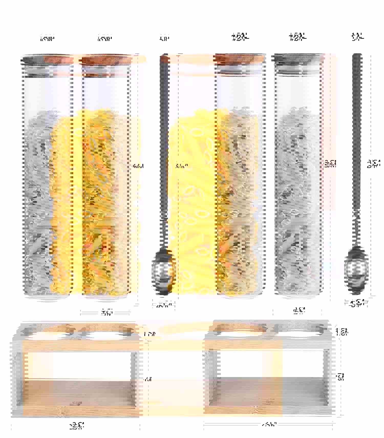 KKC HOME ACCENTS Clear Tall Glass Food Storage Canisters with Airtight Lids and Scoops