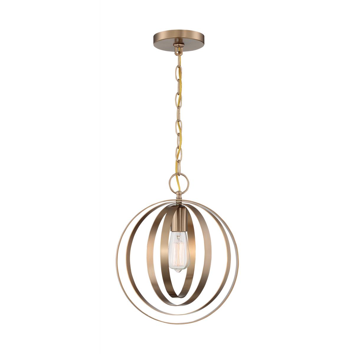 Pendleton Burnished Brass 1-Light Pendant - 12" Diameter with 48" Chain