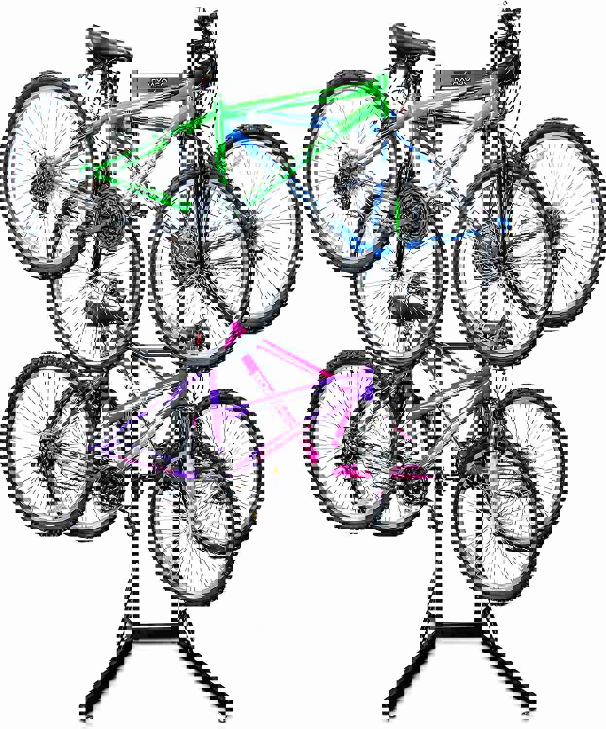Freestanding Garage Bike Rack - Adjustable 4-Bicycle Storage Stand for Indoor & Home Use
