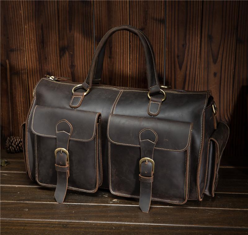 Leather Men's Weekender Travel Duffle Bag - Vintage Overnight Bag