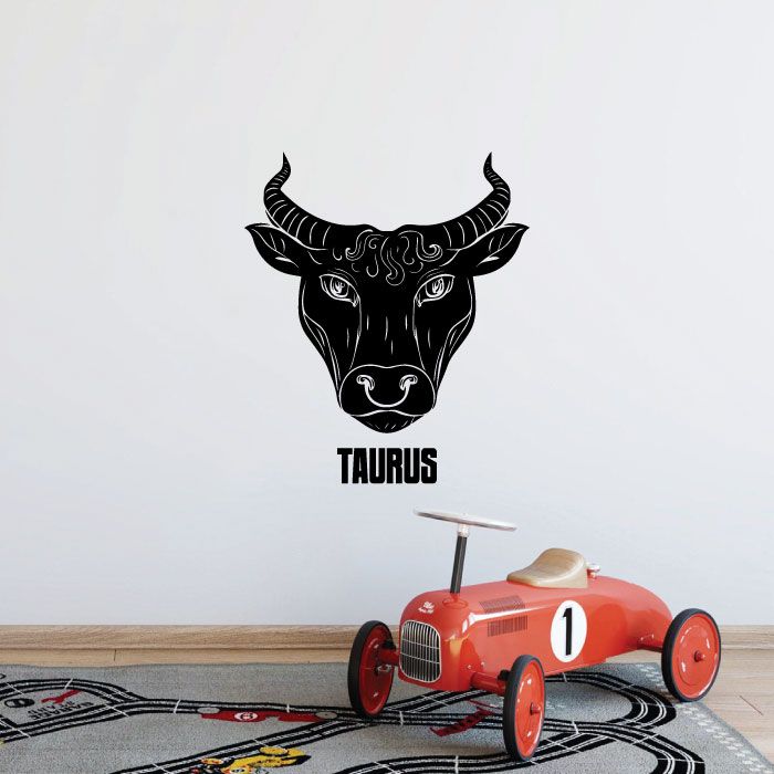 Horoscope Vinyl Wall Art Sticker Decal - Taurus Bull Emblem Symbol Earth Sign
