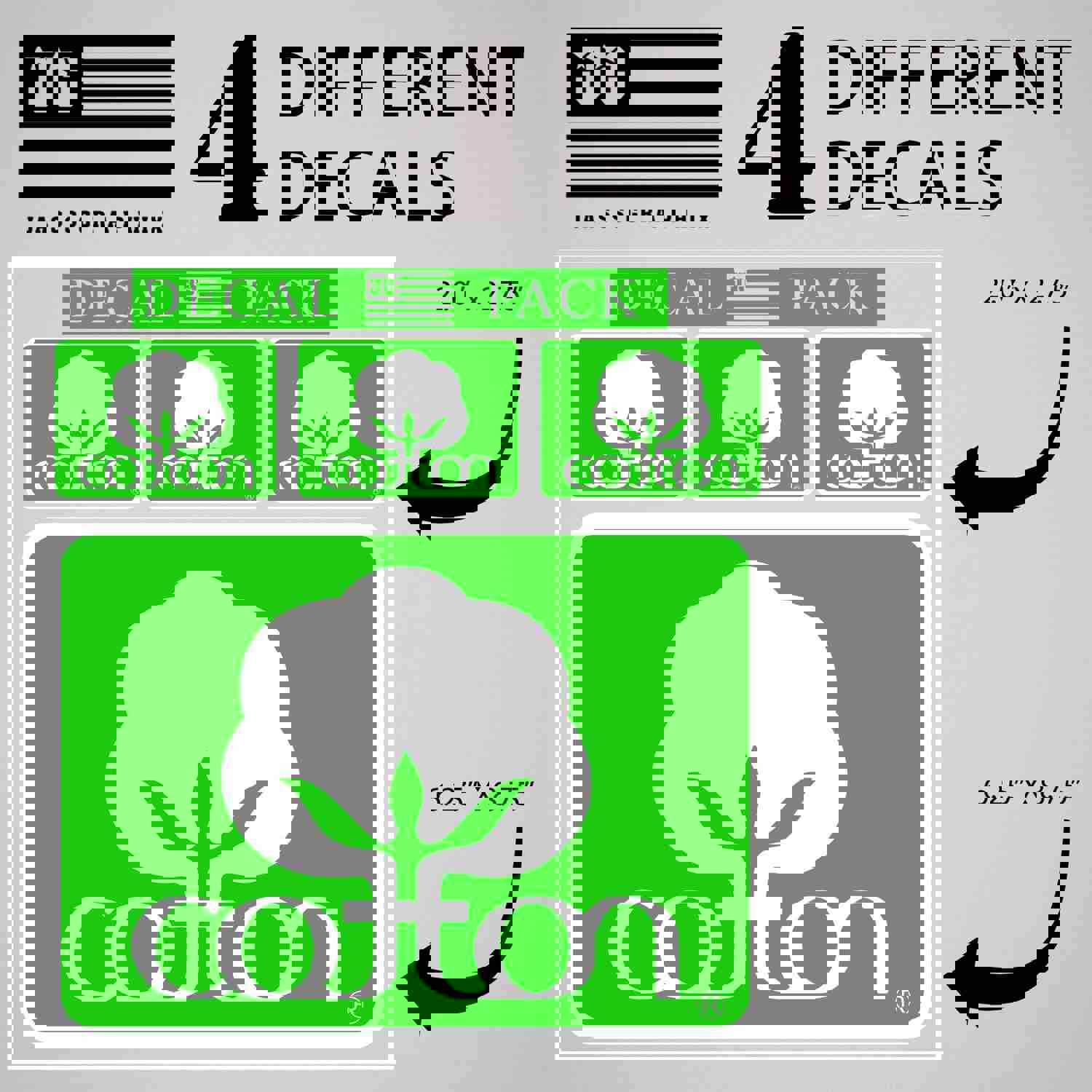 Premium Cotton Decal Pack of 4 Stickers for Trucks and Farm Vehicles