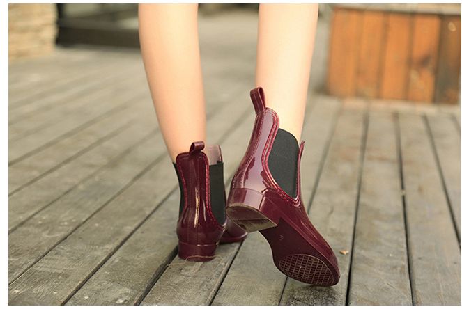 Fashion Solid Color Elastic Decoration Girl Low-top Rain Boots