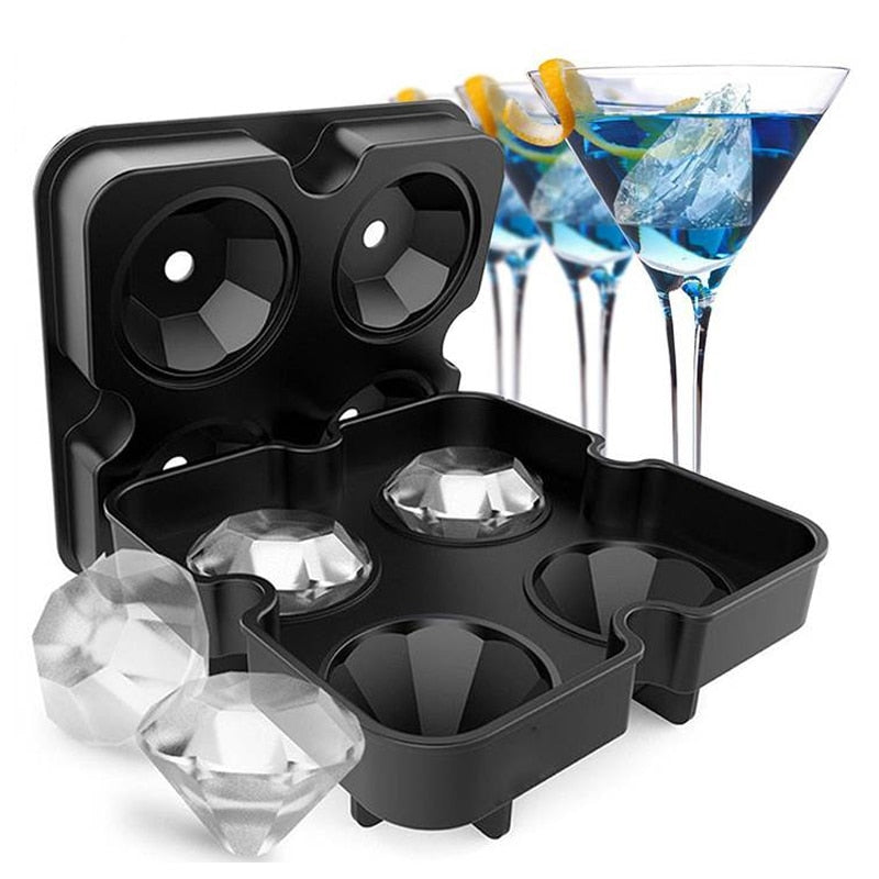 Diamond Silicone Mold for Ice Cubes, Chocolate, and Ice Cream - DIY 3D Whiskey, Wine, Cocktail, Cognac, Bourbon Bar & Kitchen Crafting Tool
