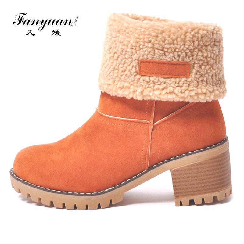 Women's Waterproof Snow Boots - Winter Ankle Boots with Platform