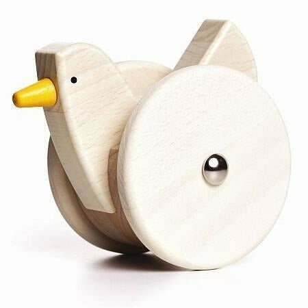 Bajo Wobbling Chicken Push/Pull Toy - Wooden Wobble Toy for Kids and Adults