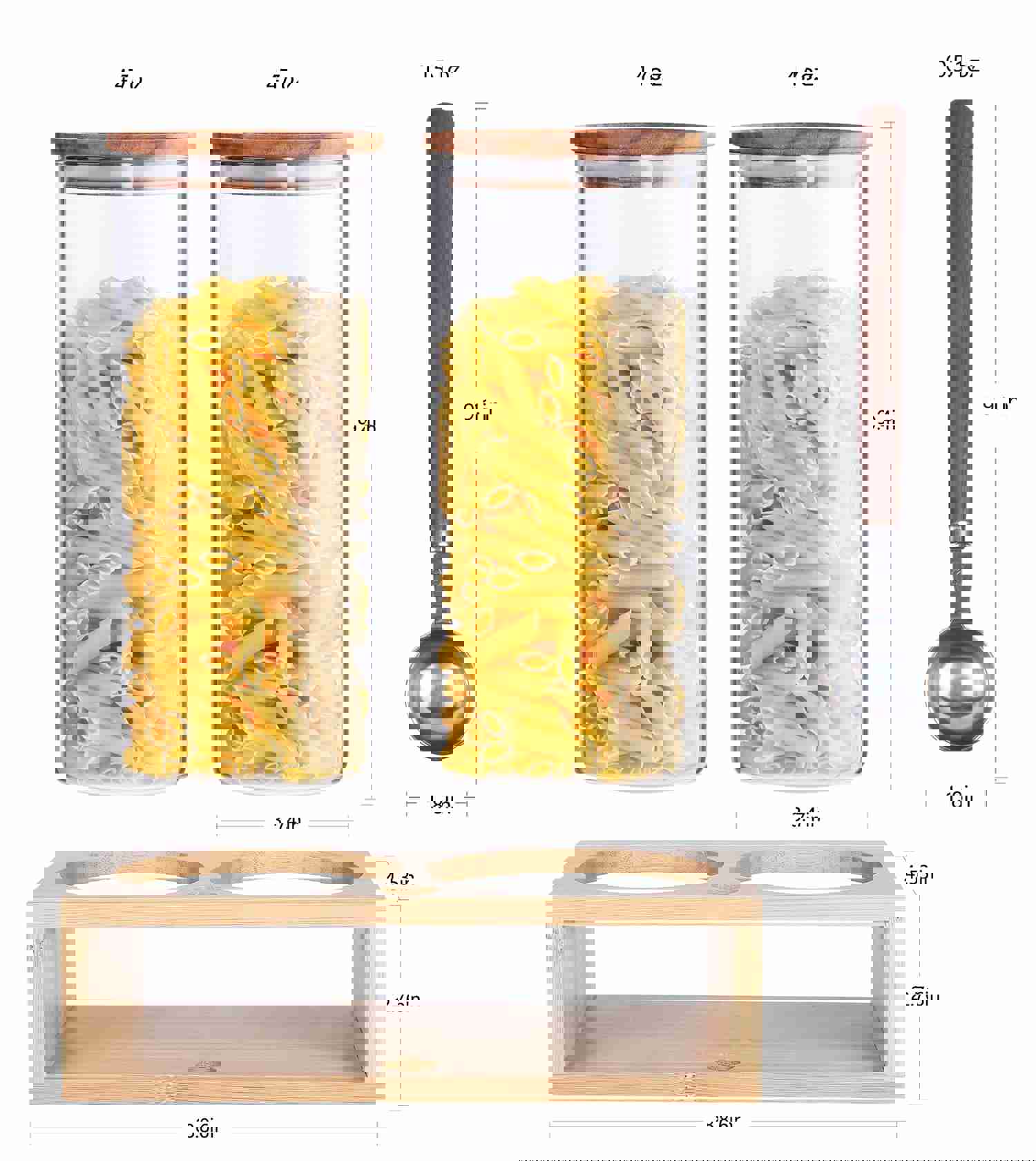 KKC HOME ACCENTS Clear Tall Glass Food Storage Canisters with Airtight Lids and Scoops
