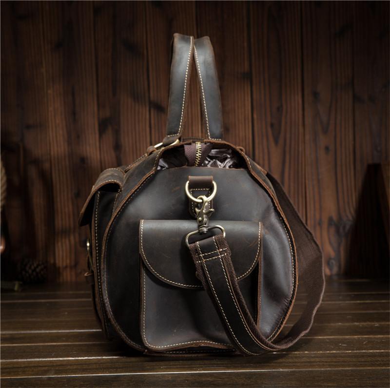Leather Men's Weekender Travel Duffle Bag - Vintage Overnight Bag